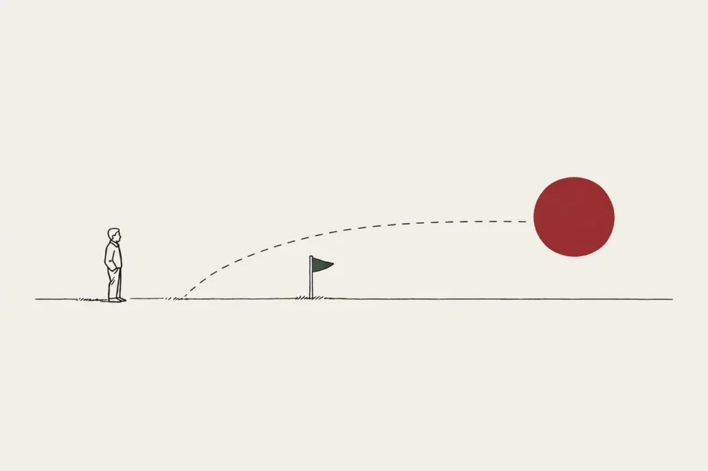 Illustration av 90 procent kanaliseringsmål och avståndet från nuvarande nivå